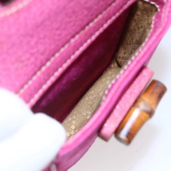 GUCCI Bamboo Backpack Suede Pink Gold 003 2058 0030 Auth 151021